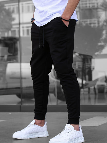 Men's Solid Color Jogger Sports Pants With Drawstrings, Casual Lightweight And Breathable Running Fitness Slim Pants Outdoor Trousers
