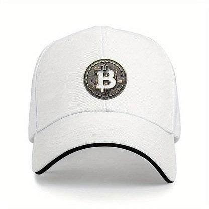 [Արկածային պատրաստ] Կարգավորվող Bitcoin լոգոտիպով բեյսբոլի գլխարկ - Թեթև, փափուկ պոլիեսթերային հայրիկի գլխարկ սպիտակ շեշտադրումներով, իդեալական է բացօթյա գործունեության համար, հարմար, արտաքին գլխարկ | Նրբագեղ գլխարկի դիզայն | Երկարակյաց գլխարկ