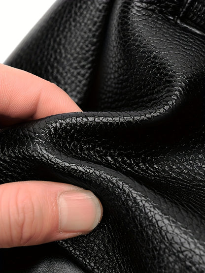 MOEPEQDAISHU Men's Synthetic Leather Crossbody Bag - Adjustable Strap, Multiple Compartments, Casual Style, Black, Perfect for Daily Commute, Casual Crossbody Bag | Modern Men's Bag | Textured Finish, Purse Crossbody