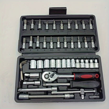 Multifunctional Integrated-Piece and 216pcs Car Repair Set, Suitable, Bicycles, Motorcycles Manual Wrench Socket Set, All-in-One Integrated Solution WY46&216-H4-0510-14