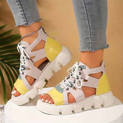 Women's Retro Thick Sole Zipper Strap Sandals Fashionable Open-Toe Casual Loafers New Summer Style College Breathable Casual Shoes