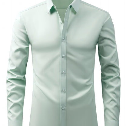 2025 New Men'S Business Slim-Fit Long-Sleeve Shirt, Wrinkle-Free, Elastic, And Smooth Fabric.