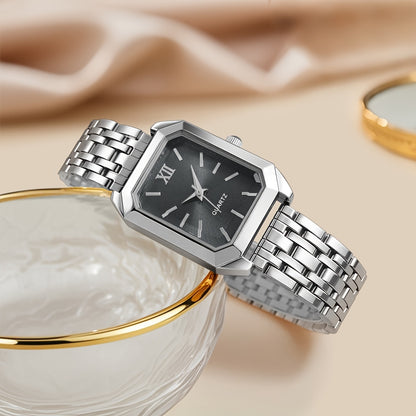 Women's Glamorous Elegant Quartz Watch - Light Blue Dial, Roman Numeral XII, Alloy Metal Band, Rectangular Case, Non, Everyday Casual & Formal Wear, Middle East Collection Luxury Gift, Formal Timepiece | Sophisticated Style |