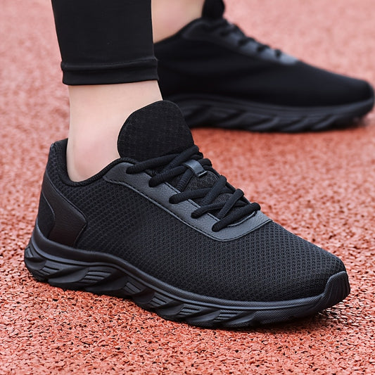 Men's Casual Sneakers - Breathable Mesh Upper, EVA Cushioned Sole, Black/White Low-Top Lace-Up Design for Gym, Running & Casual Attire