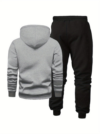 Men'S Casual Fleece-Lined Hoodie - "Sonic" Graphic Print, Loose Fit, Long Sleeve Pullover with Kangaroo Pocket, Black, Fall/Winter Streetwear, Casual Wear Hoodie|Graphic Print Hoodie|Fleece Lined Interior, Sweater Hoodie