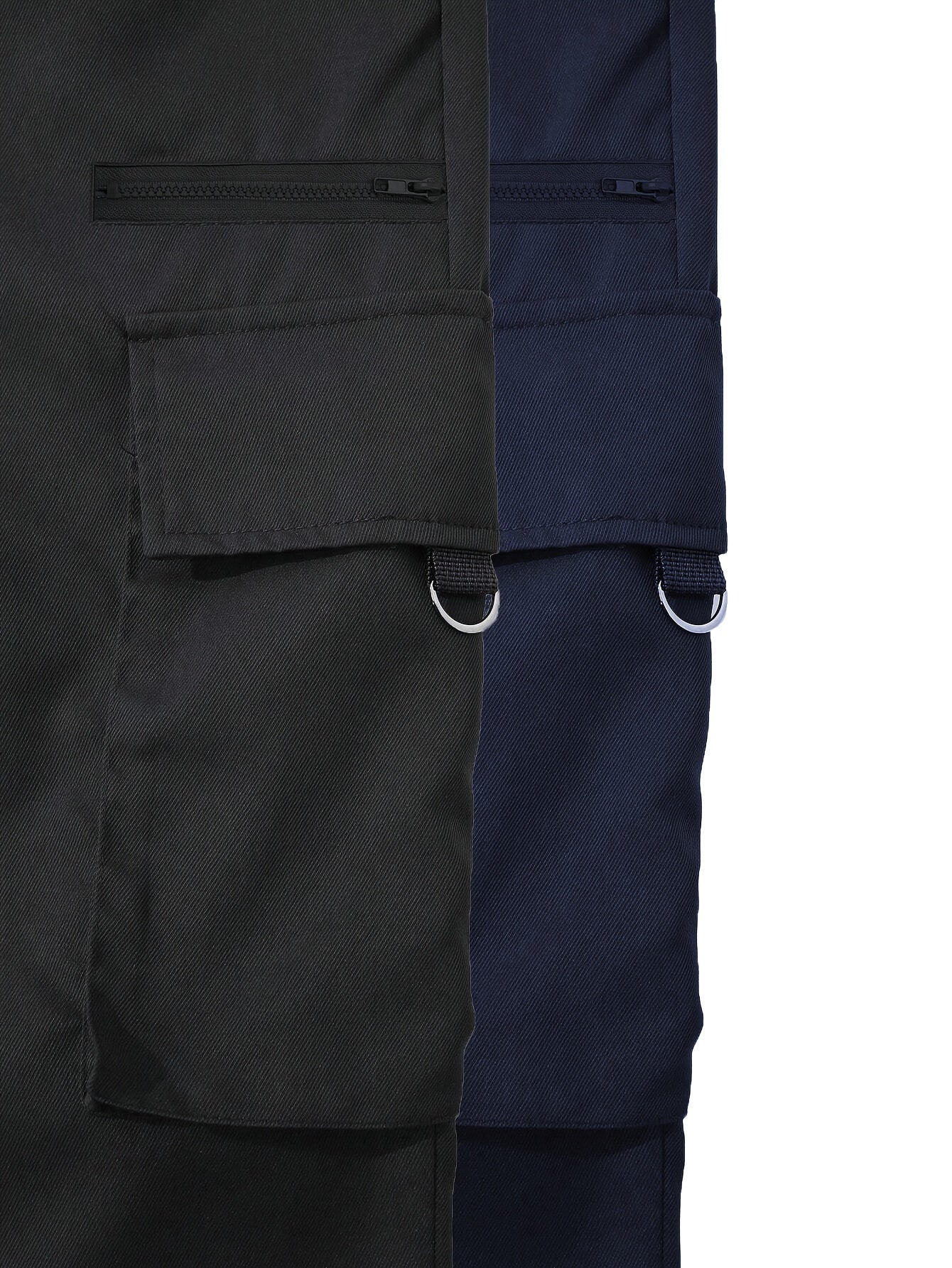 2pcs Men's Cargo Pants, Black & Gray with Drawstring Waist and Multiple Pockets, Durable Polyester, Ideal for Outdoor Activities and Casual Wear, Casual Wear Pants | Multiple Pocket Design | Durable Fabric Pants