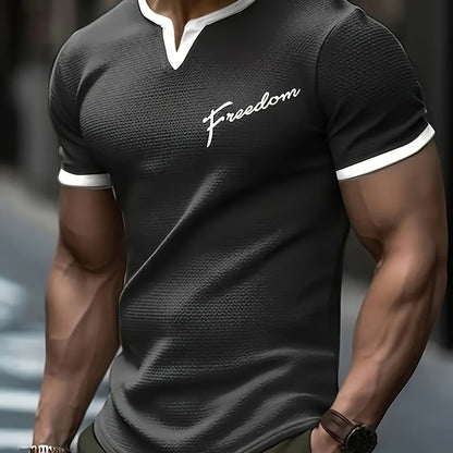 Pearson OBM Casual Stylish Waffle Outdoor Print T-Shirt, Men'S Short-Sleeve Y-Neck T-Shirt.