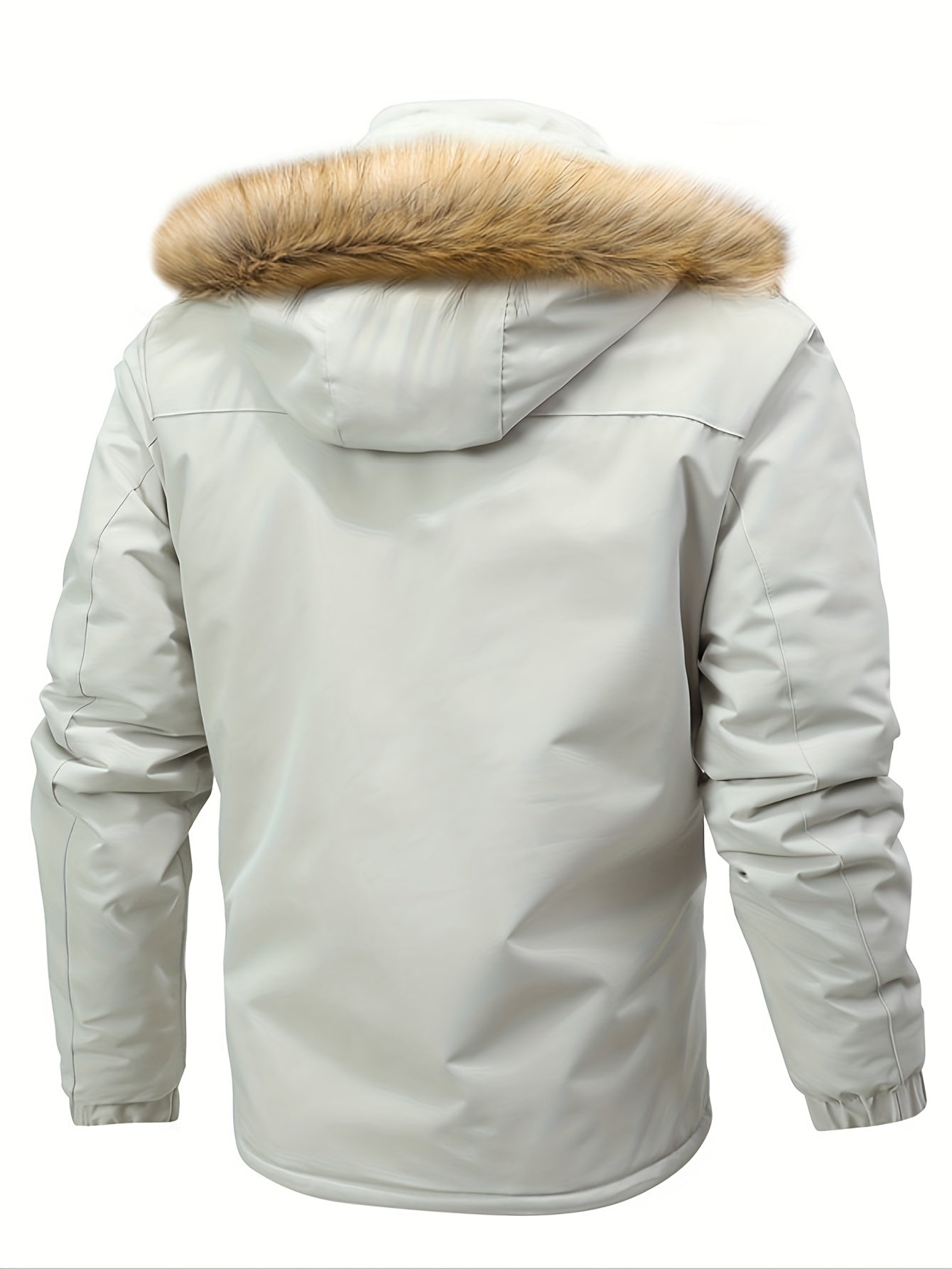 Men'S Winter Hooded Jacket with Fleece Lining - Thickened Zip-Up Coat, Multiple Pockets, Detachable Hood, Olive Green, Casual Sporty Style for Cold Weather, Winter Jacket, Durable Outerwear, Winter Coat Men, Coat With Variabl