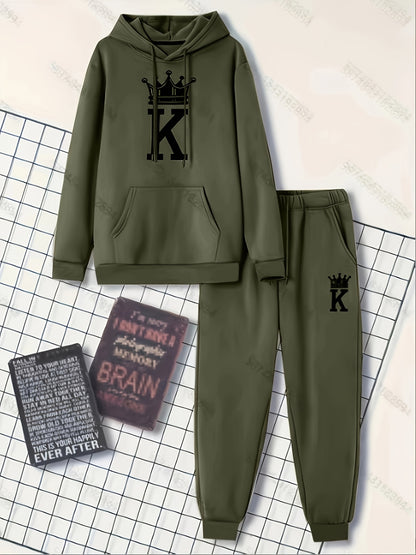 Men's Classic Sporty Casual Printed Hooded Suit