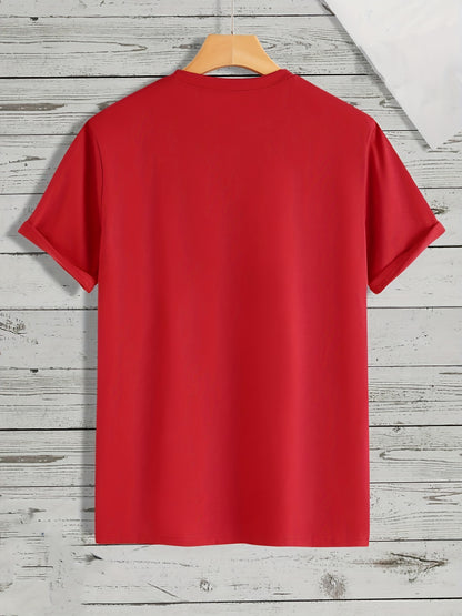 2pcs Set, Men'S Casual Loungewear, Gift, Fashion Print, Round Neck T-Shirt with Drawstring Pants, Outfit