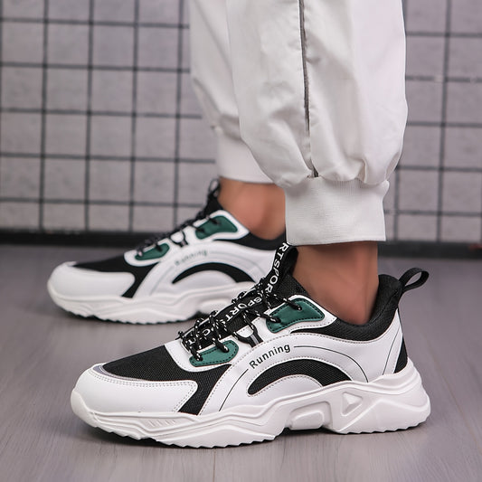Men'S Casual Sports Sneakers - Stylish Black & White, Lightweight & Comfortable Running Shoes for All Seasons, Lace-Up Design, Allseason Sneakers | Stylish Casual Shoes | Comfortable Footwear
