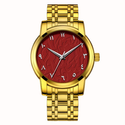 Men's Casual Arabic Numerals Quartz Watch - Scratch-Resistant HD Dial, IPX7 Waterproof, Stainless Steel Strap, Black & Golden Accents - Perfect Gift for Birthdays, Holidays & Family Reunions, Reliable Timepiece, Contemporary