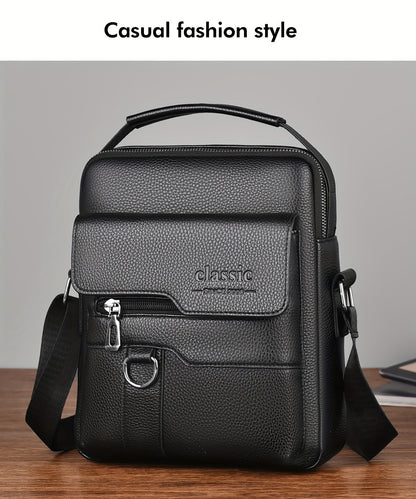 WEIXIER Men'S Set Shoulder Bag, Unisex Waist Postman Bag, Crossbody Chest Bag, Handbag, PU Fabric Multi-pocket, with Card Holder Wallet, Adjustable Detachable Shoulder Strap, Casual Commuting Bag Retro Business Texture Men'S
