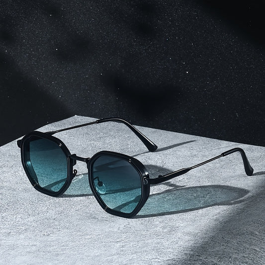 West Scenery Unisex Geometric Fashion Glasses - Metal Frame, PC Lenses, Gradient Tinting, Lightweight & Stylish for All Fashion Styles, Casual Eyewear|Modern Eyewear|Durable Eyeglasses