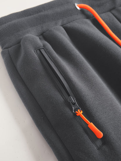 2pcs Men's Solid Color Hooded Long Sleeve Sweatshirt and Jogger Set, Suitable for Spring, Autumn, and Winter Sports Casual Outfit