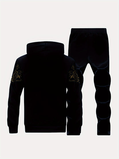 Autumn and Winter Men's Sports Casual Suit Men's Plus Velvet Thickened Hooded Sportswear Cardigan Fitness Suit Warm Home Wear