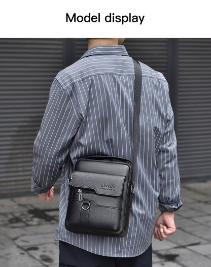 New Men's Crossbody Bag Messenger Bag with Mahogany Pattern Large Capacity Design PU Material Men's Casual Retro Adjustable Shoulder Bag for Going Out Valentine's Day Gift for Husband or Boyfriend