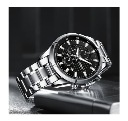 CRRJU Men's Watch Fashion Luxury Multifunctional Stainless Steel Quartz Watch