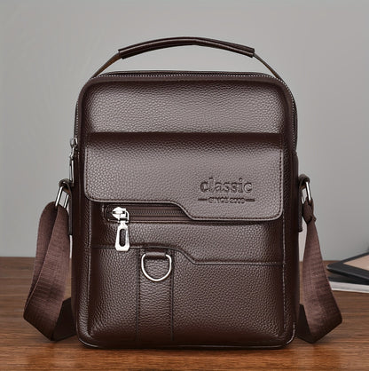 New Men's Crossbody Bag Messenger Bag with Mahogany Pattern Large Capacity Design PU Material Men's Casual Retro Adjustable Shoulder Bag for Going Out Valentine's Day Gift for Husband or Boyfriend