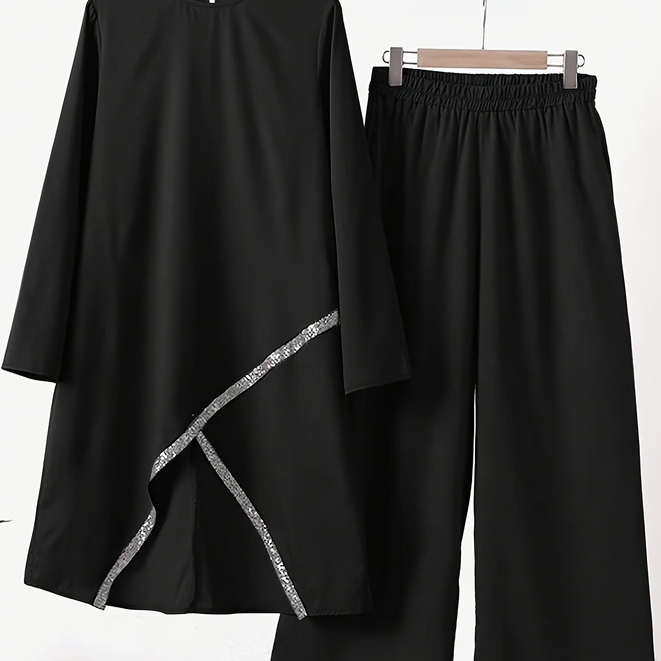 Irregular Long Sleeve New Top Women's Wide Leg Pants Fashion Set Loose Casual Two-Piece Suit
