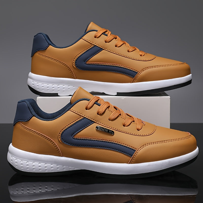 Men'S Classic British Style Casual Business Shoes - All-Season Solid & Geometric Pattern, Low Top Lace-Up, Round Toe, Faux Upper, Fabric Inner, EVA TPR Sole, Comfortable Minimalist Design for Daily & Outdoor Use, Everyday Com