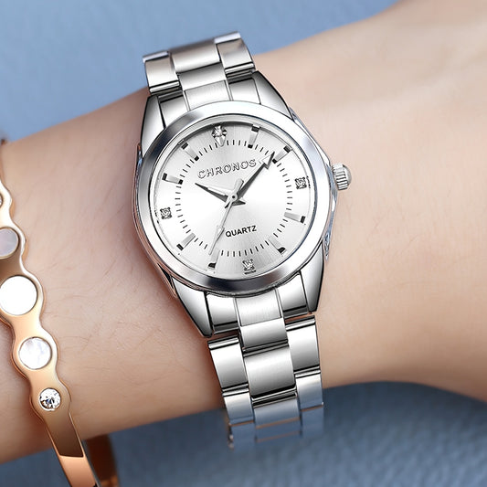 CHRONOS Women'S Fashionable Casual Quartz Watch Features a Stainless Steel Strap, Perfect for Business Elegance And Sophistication. This Exquisite And Compact Outdoor Sports Watch Is Ideal for Daily Wear And Outings, Making I