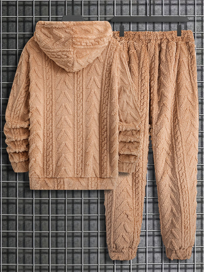 Men's Autumn and Winter Plush Sweatshirt Set