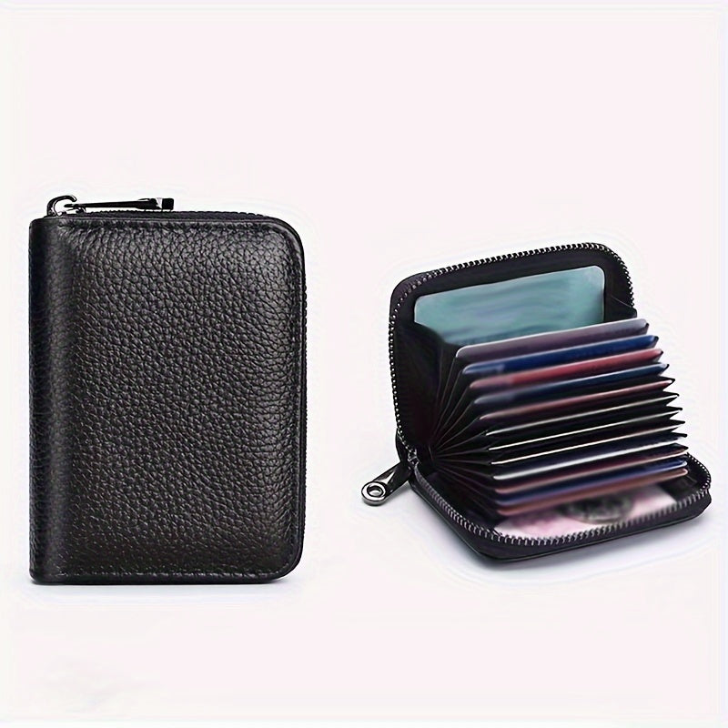 1pc Men's Anti-theft Accordion Card Holder, Multi-functional Zipper Small Wallet, Suitable For Office Workers