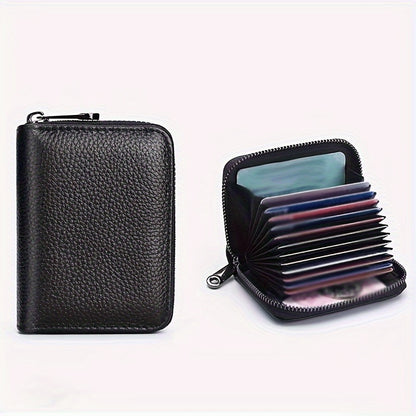 1pc Men's Anti-theft Accordion Card Holder, Multi-functional Zipper Small Wallet, Suitable For Office Workers