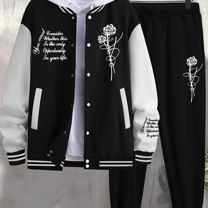 Men's Casual Sports Jacket Rose Baseball Suit - Xingfan OBM
