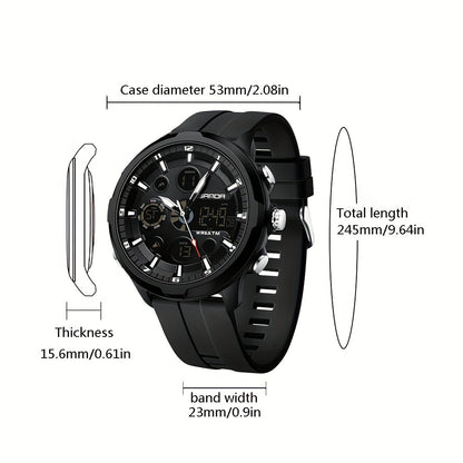SANDA Men'S Digital Outdoor Sports Wristwatch,Waterproof Multifunctional Chronograph Quartz Watch For Gift Clock 9053