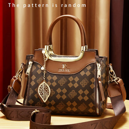 INCK KMCRK Women'S Elegant Large Capacity Tote Bag with Removable Shoulder Strap, Brown & Black Checkered Pattern, Golden-Tone Hardware, Polyester Lining - Ideal for Work, Travel, and Daily Use, Travel Tote Bag | Checkered Pa