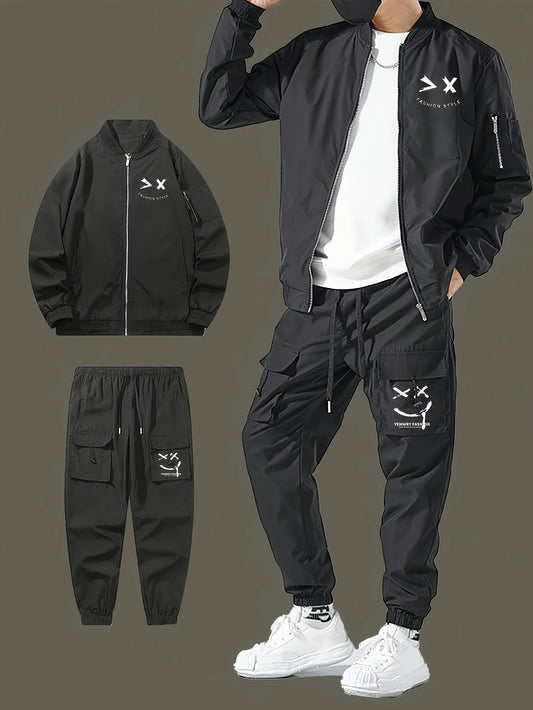 Men's Casual Minimalist Jacket with Cargo Pants Set