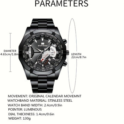 Men's Casual Sports Calendar Quartz Watch, Business Fashion Wristwatch