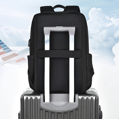 Large Capacity Laptop Backpack - Durable Oxford Fabric, Adjustable Shoulder Straps, Multiple Compartments for School, Work & Travel - Black, Laptop Carrying Case, Work Commute Bag, Modern Backpack, Sturdy Construction