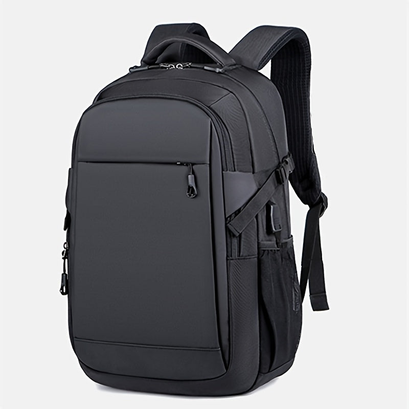 Men's Stylish Black Backpack - Multifunctional Business Laptop Bag with Adjustable Straps, Travel Compartments & Mesh Bottom for Daily Commute, Outdoor Adventures & Work, Business Backpack | Stylish Backpack | Secure Compartm