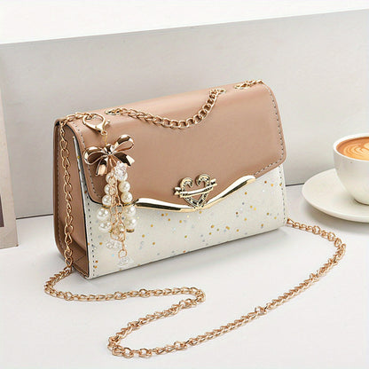 Simple and fashionable chain shoulder bag. 2025 style underarm bag solid color shoulder bag, 3 colors optional sequin trend, versatile fashion casual messenger bag, suitable for daily, work, commuting, play, holiday gifts