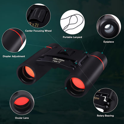 Mini Binoculars 8x21 HD Compact Folding Telescope for Birdwatching, Travelling, Hiking, Sightseeing, Outdoor, Adults Gift for Thanksgiving day, Christmas. Xmas, Halloween