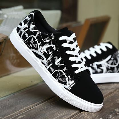 Men's Trendy Street Style Low Top Skateboard Shoes, Comfy Non Slip Lace Up Casual Sneakers For Men's Outdoor Activities