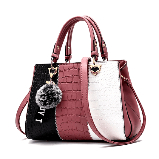 Cocogigi Elegant Women'S Crocodile Pattern Handbag with Removable Strap, Large Capacity, Black & White Design, Stylish Handbag for Mom, Friend, Or Gift, Crocodile Texture