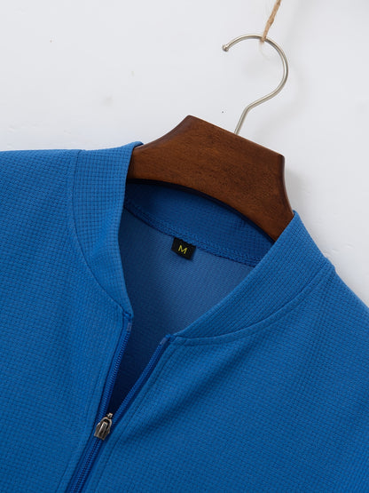 Baseball Collar Jacket and Pants Set in Waffle Fabric
