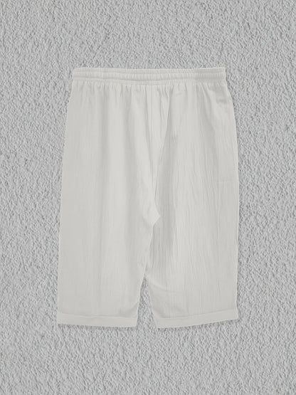 Women's Plus Size Casual Harem Pants - Solid Color White, Drawstring Waist, Knee-Length, Lightweight Polyester Blend, Spring/Summer/Fall Wear, Spring Summer Harem | Classic Harem Style | Lightweight Fabric