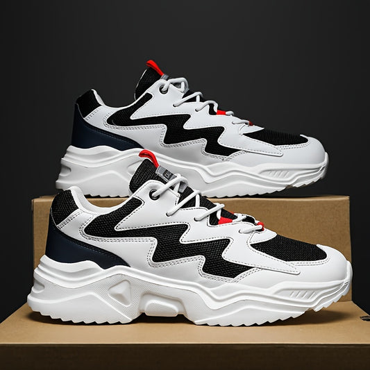 Men's Casual Sports Sneakers with Lace Closure, Breathable Mesh Upper, Solid Color, Low Top, Fabric Insole, EVA Sole, PU and Mesh Material, Ideal for Running, Exercise, Hiking, and Daily Wear