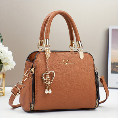 A Stylish And Versatile Women'S Bag with a Large Capacity, Featuring a Minimalist Trendy Design And a Textured Lychee Pattern, Suitable for Shoulder, Crossbody, Or Hand Carry.