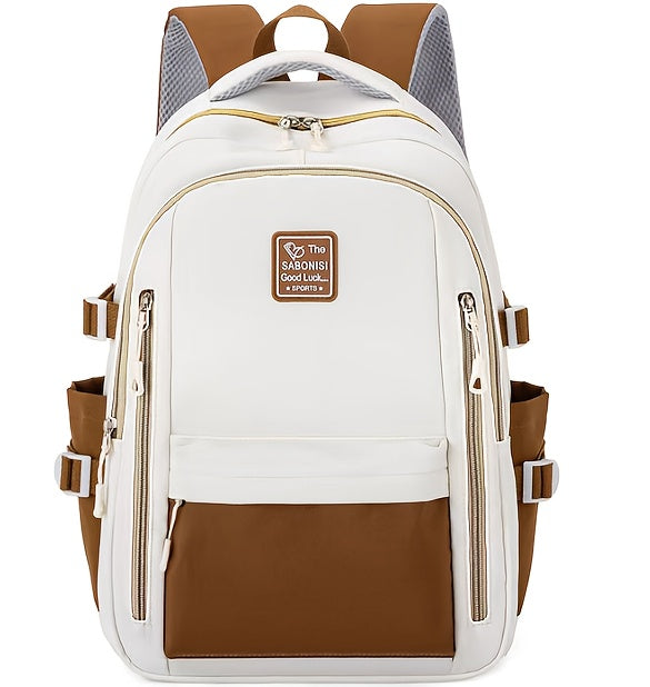 Visually Appealing Two-Tone Travel Backpack - Durable, Nylon, Lightweight with Adjustable Straps, Large Capacity School Bag for Students (No Charm), Casual Daypack|Organized Storage|Bag, Backpack for School