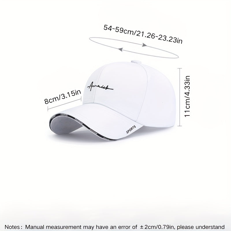 1pc Unisex Casual Embroidered Letter Baseball Cap, Spring/Winter Sun Protection Hip Hop Hat, Lightweight Outdoor Travel Cap