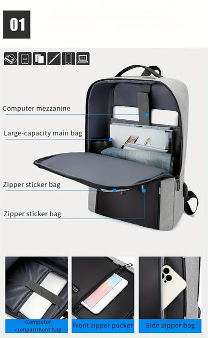 Three-Piece Set: Laptop Bag, Chest Bag, Wallet - Multi-Layer Oxford Fabric Adjustable Shoulder Backpack with Reflective Strip Design, Breathable Wide Strap Large Capacity Casual Storage Bag for Men, Suitable for Daily Commute
