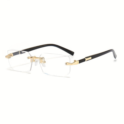 1pc Men's Fashion Rimless Fashion Glasses, Trendy Rimless Classic Small Square Summer Traveling Fashion Glasses, Ideal choice for Gifts