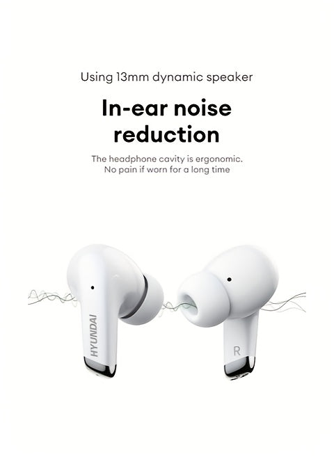 HYUNDAI 2024 Earbuds - High-Resolution Sound Quality, Dual AAC & SBC Decoding, New 5.3 Chip for Enhanced Connectivity, Intelligent Noise Cancellation, Smart Control, Comfortable Fit, Long Battery Life, Auto-Pairing, and Clear