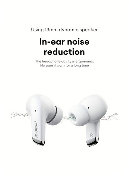 HYUNDAI 2024 Earbuds - High-Resolution Sound Quality, Dual AAC & SBC Decoding, New 5.3 Chip for Enhanced Connectivity, Intelligent Noise Cancellation, Smart Control, Comfortable Fit, Long Battery Life, Auto-Pairing, and Clear